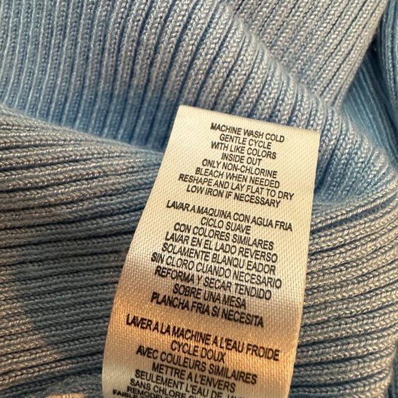 Calvin Klein Light Blue Round Neck Long Sleeve Blouse Sz M - Picture 10 of 11